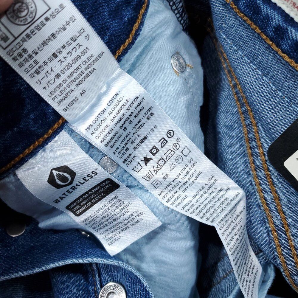 Levi's Premium Ribcage Straight Ankle Jeans Revolve Blue Ripped Size 24 x 27 - Picture 7 of 11